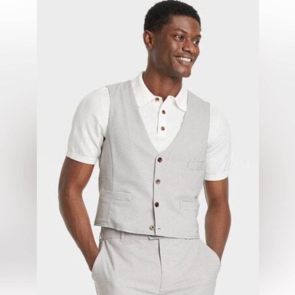 Houston White - Adult Houndstooth Suit Vest - Gray